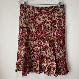 East 5th Women's Long Floral Linen Skirt Size 12 Preppy Y2K Awkward Skirt Fall